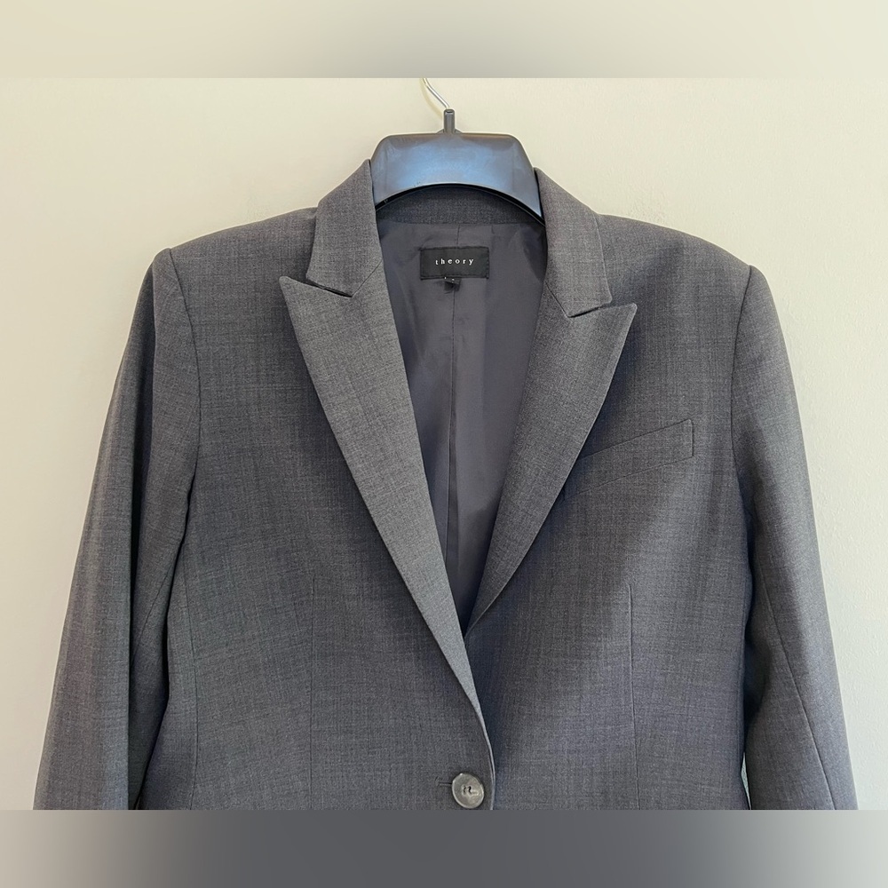 Theory Women’s Gabe B 2 Urban Virgin Wool Stretch Blazer in Charcoal Gray, 6 - Picture 11 of 11